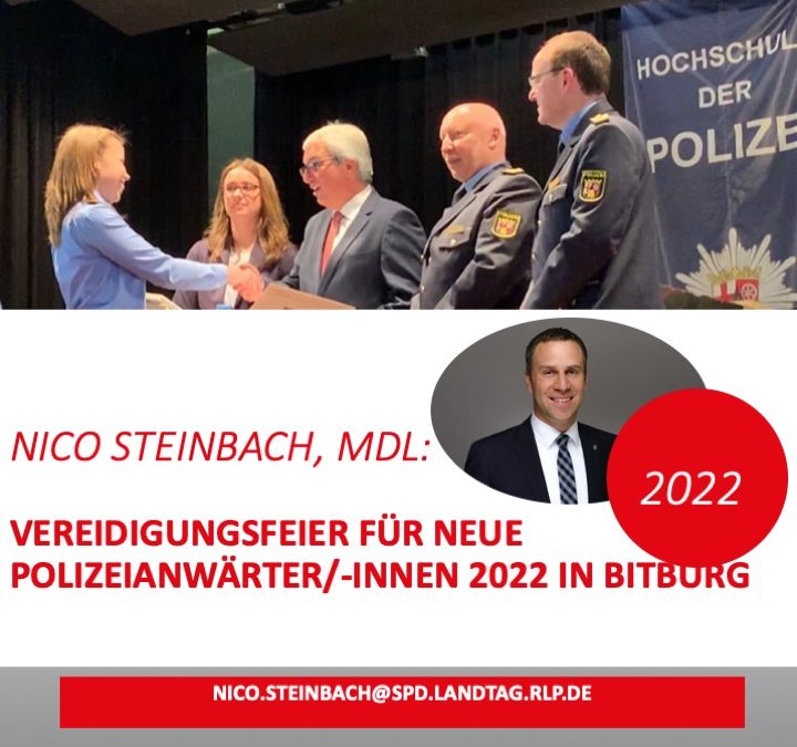 Vereidigungsfeier für neue Polizeianwärter/-innen findet 2022 in Bitburg statt!