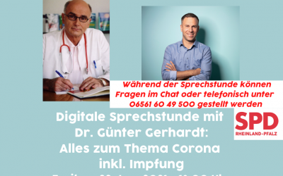 Neuer Termin  der Digitalen Sprechstunde: Freitag, 22. Jan. 2021 – 18 Uhr