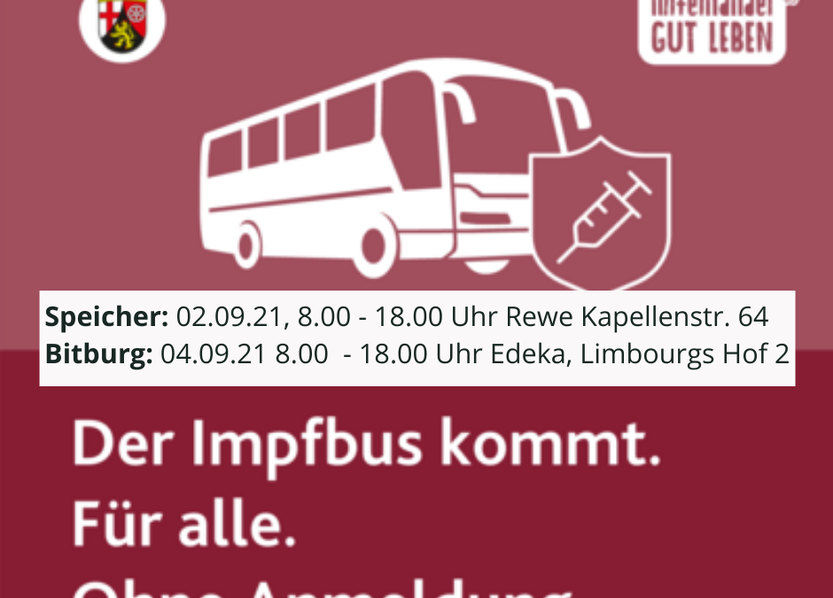 Impfbus am 02. September in Speicher und am 04. September in Bitburg
