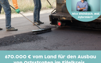 Ortsgemeinden im Eifelkreis erhalten 670.000 € Zuwendung für den Ausbau von Ortsstraßen aus dem I-Stock 2022