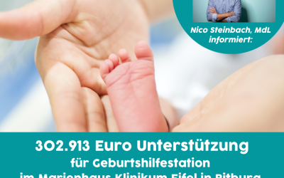 Gute Nachrichten für die Region: Geburtshilfestation in Bitburg erhält Unterstützung in Höhe von 302.913 Euro 